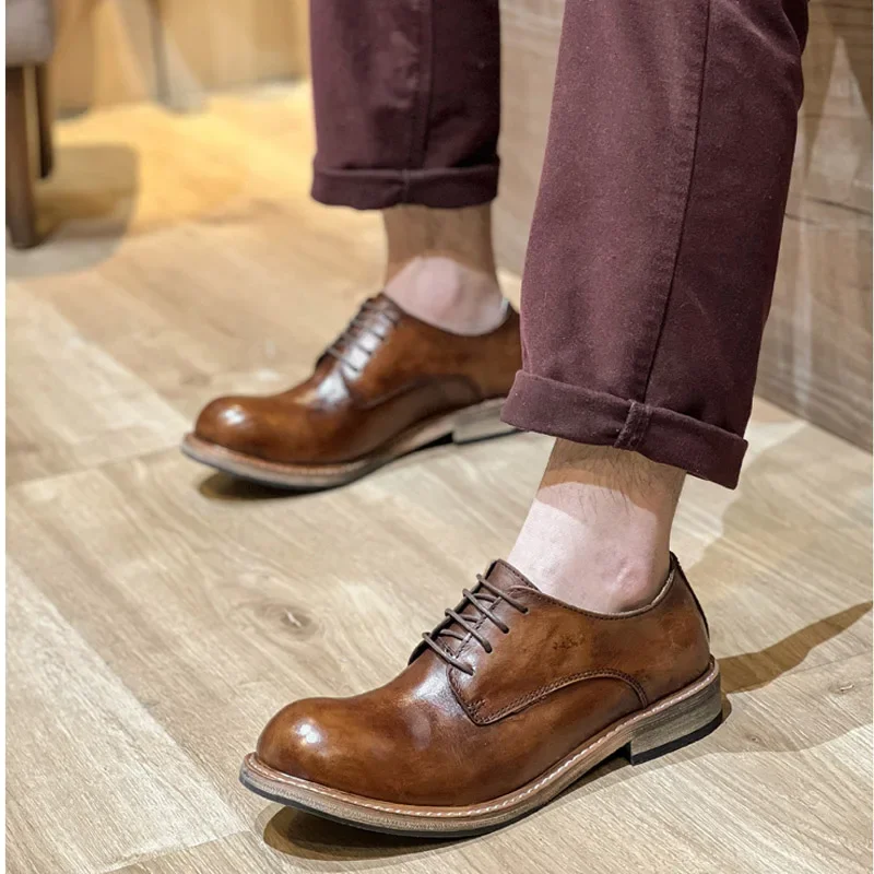 

Модные мужские лоферы из натуральной кожи, туфли-броги, роскошные качественные удобные туфли дерби, оксфорды для свадебной вечеринки в стиле ретро, большие размеры