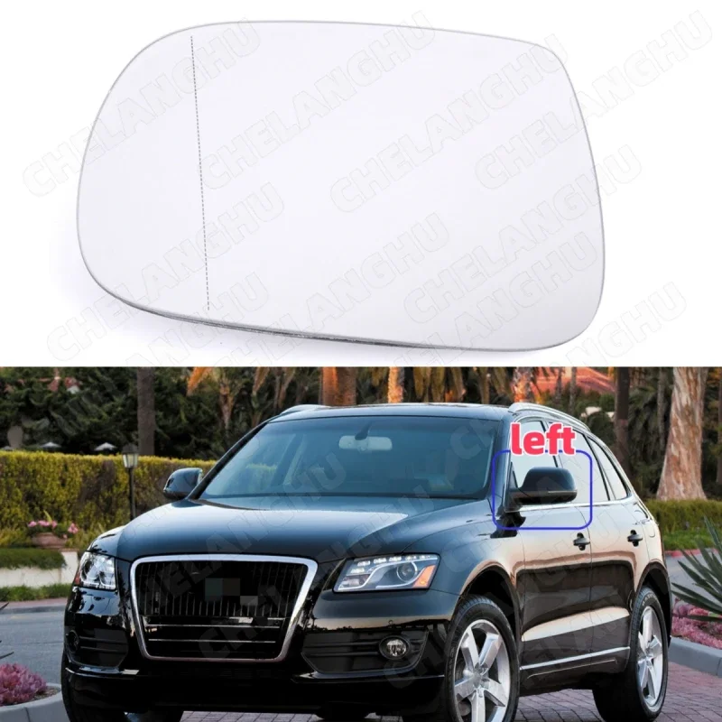 

1PC Left Side Mirror For Audi Q5 2009 Or For Audi Q7 2010 Car Accessory Rearview Side Glass Mirror Lens With Heat OEM 8R0857535E