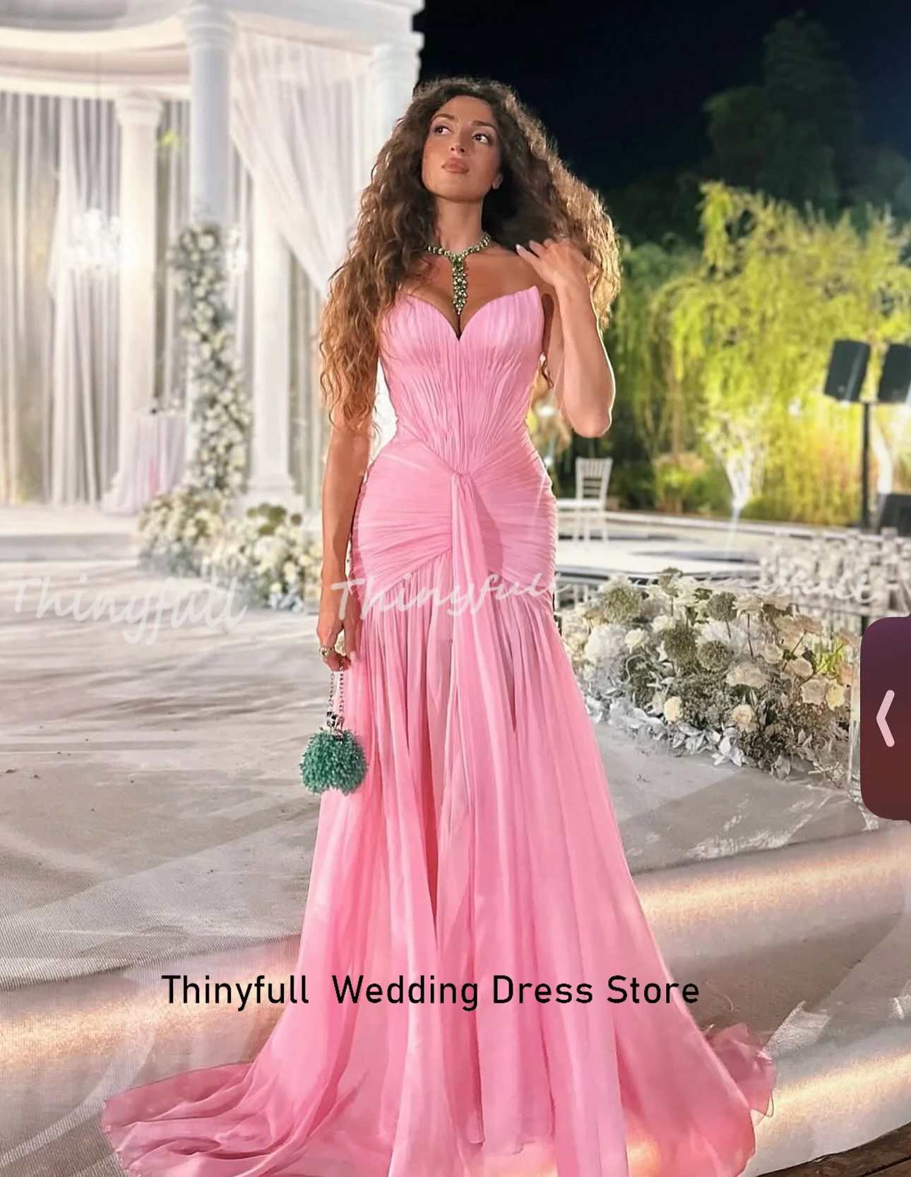 Thinyfull Chiffon Mermaid 2025 Prom Dress Sleeveless Sweetheart Ruched Evening Dress Long Formal Gown Robe De Soirée Customized image 2