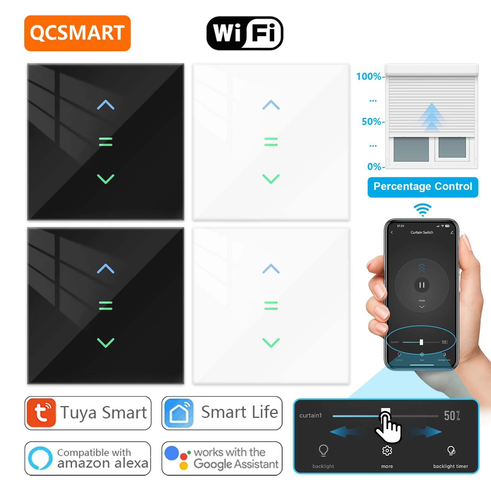 LoraTap-Roller Shutter Switch para Motor Cortina Automática, Tuya Smart Life App, Controle Remoto Porcentagem, Google Home Alexa