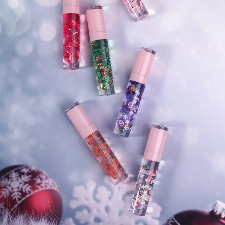 Long Lasting Clear Christmas Lip Oil, Nutritivo, Fade Lip Lines, Private Label, Lips Care, Maquiagem em Massa, 6 cores