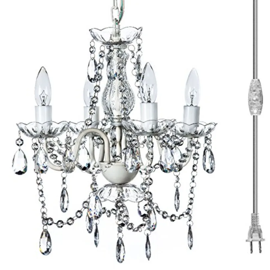 

The Original Brink House Hanging Swag Chandelier H17."xW1", Metal Frame with Clear Glass Stem and Acrylic s