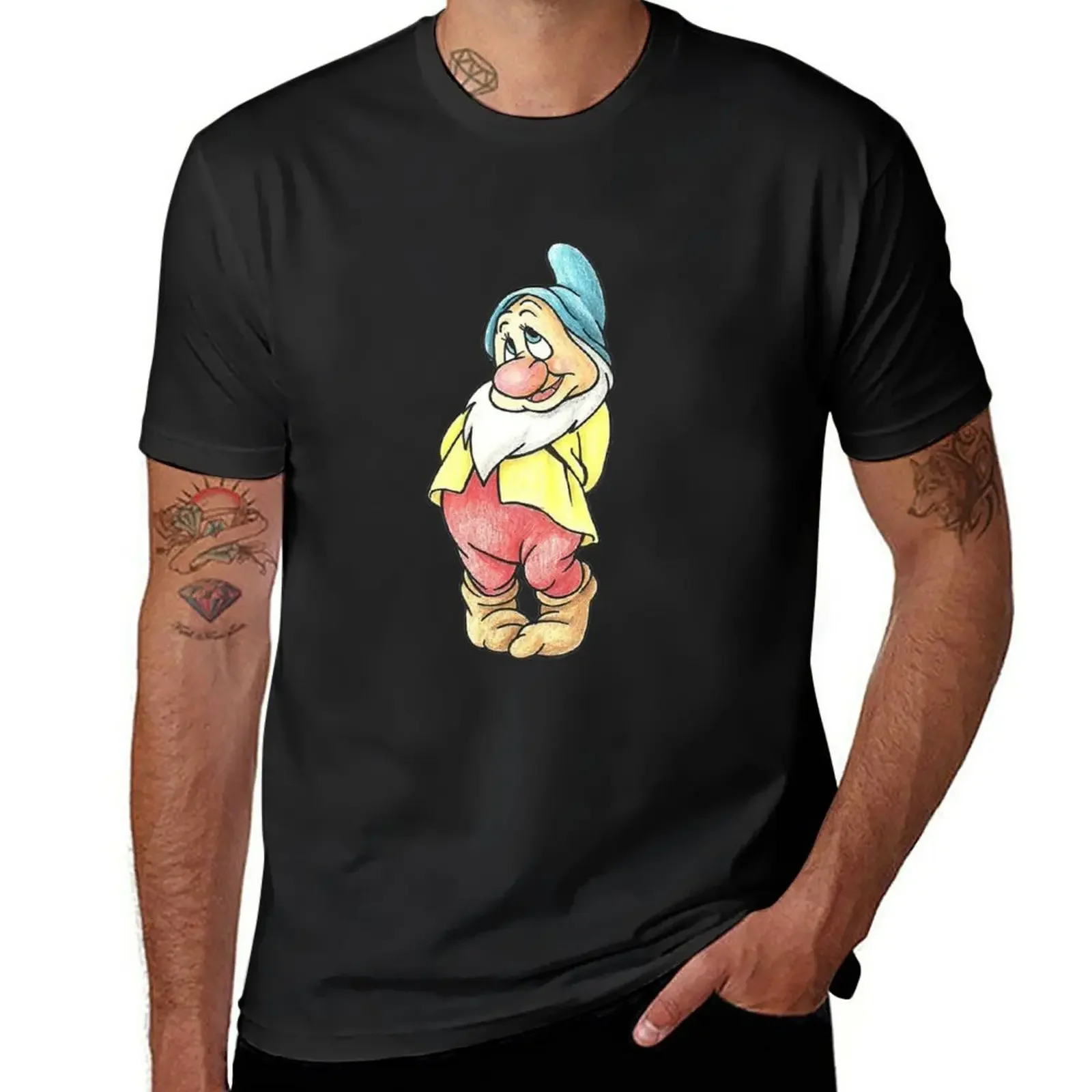 Happy Dopey-Sweat-shirt graphique à manches courtes pour hommes, t-shirts scopiques