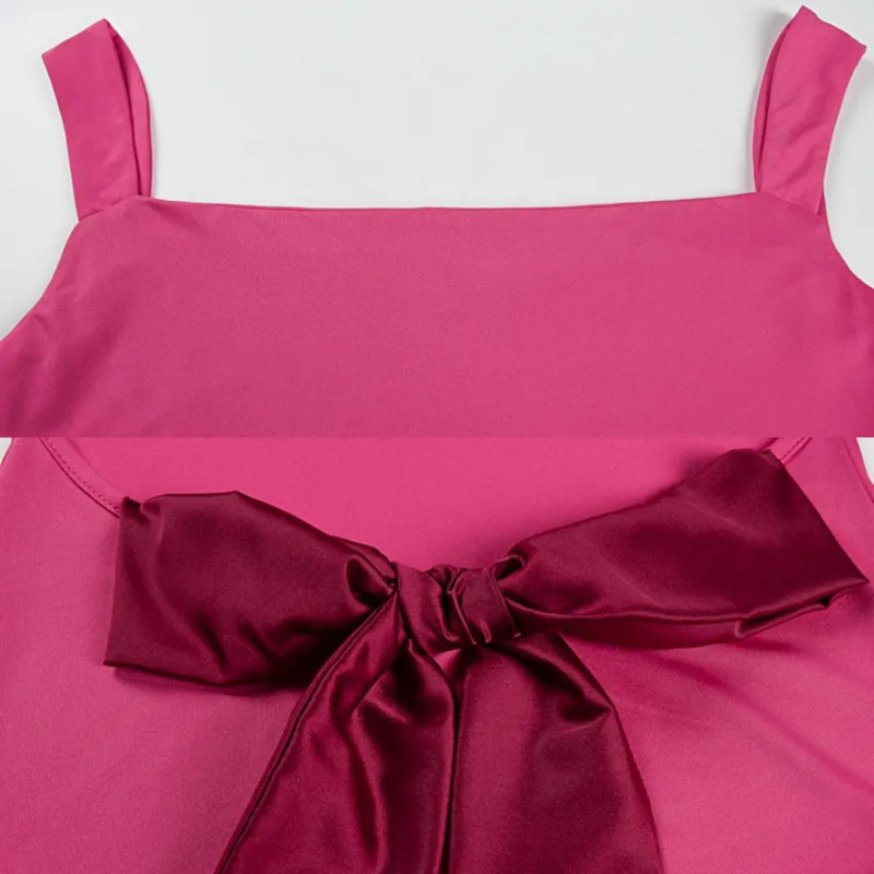 Sexy Satin Bow Backless Maxi Dress 2025Summer Women's Slim Tiger Solid Mist Dupes Dress Fashion Vacation Socialite Party Clothes