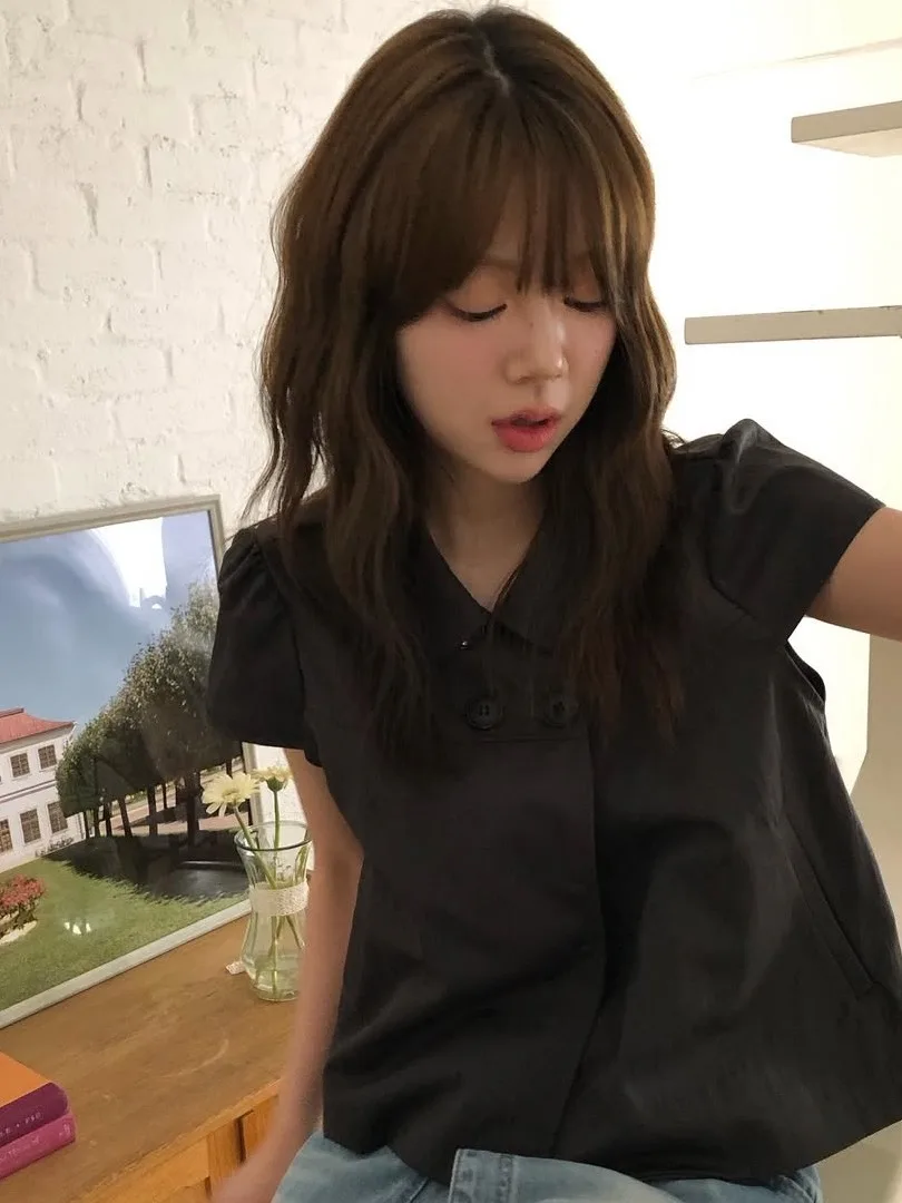 

Korean Sle ort Sve Bubble Sve irt Women's Summer Faionable Slimming Double Buttoned irt Casual Commute Sle