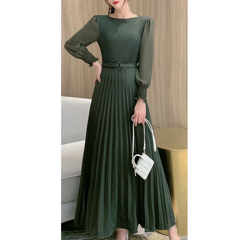 Women Solid Color Maxi Dress with Belt Female Streetwear Vintage Dress Tie Front Dress Y2k Casual  Beach Long Swing Robe