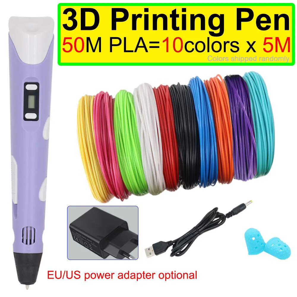 3D Pen For Kids Drawing Printing Pen with LCD Screen Power Adapter 12 Colors PLA Filament for Children Christmas Birthday Gift