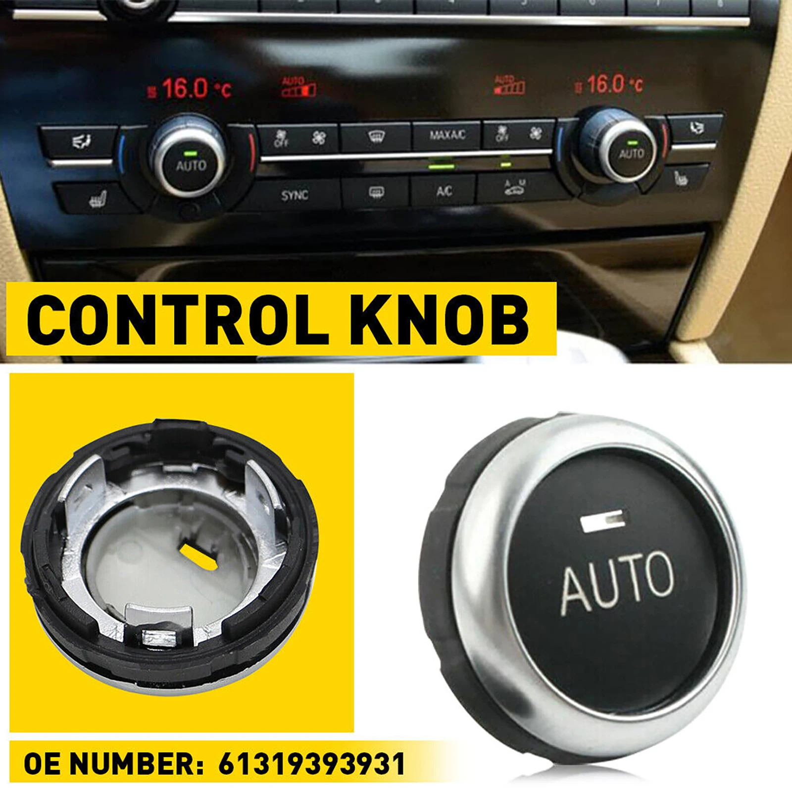 

1Pc Air Conditioner A/C Rotation Climate Control Switch Knob Button 61319393931 For BMW 528i 535i 550i 640i 650i Car Accessories