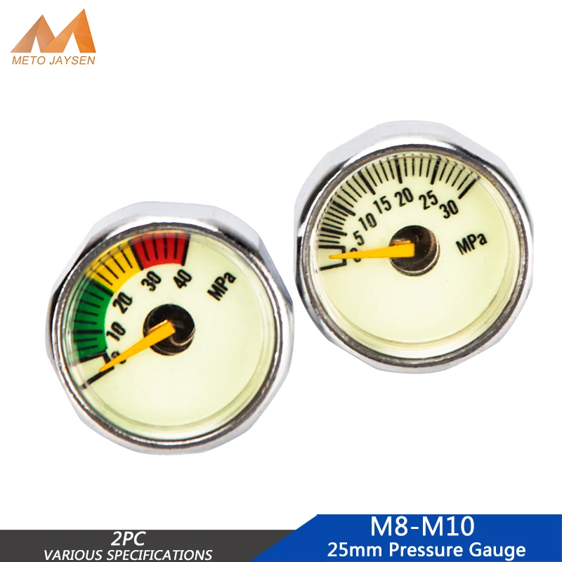 

5Mpa 10Mpa 20Mpa 30Mpa 35Mpa 40Mpa Pump Diving Valve 25mm M8x1 Thread 1 Inch Mini Pressure Gauge M10x1 Scuba Manometer 2pcs/set