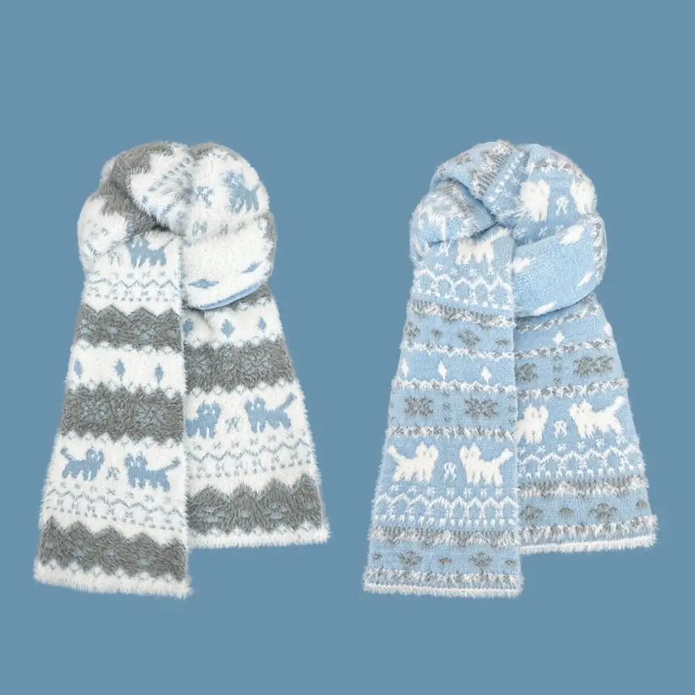 

Classic Snowflake Jacquard Knitted Scarf Fair Isle Style Thicken Winter Cashmere Scarves Warm Wool Shawl Women/Men