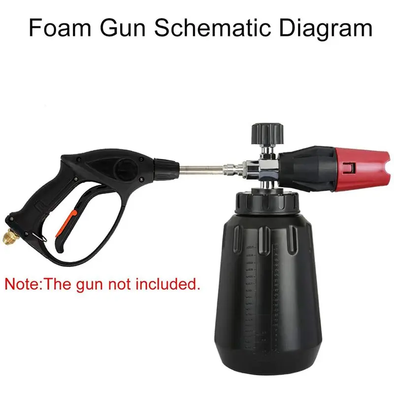 AS60-2X Snow Foam Cannon With 1L Bottle, Adjustable Snow Foam Lance, Heavy Duty Car Foam Blaster, 1/4Inch Quick Connector