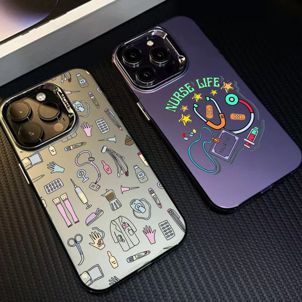 Etui na telefon Nurse Medical Medicine Health Heart do iPhone'a 16 Pro Max 15 14 13 12 XS Plus 11 Fashion Matte Aurora Laser Gradient