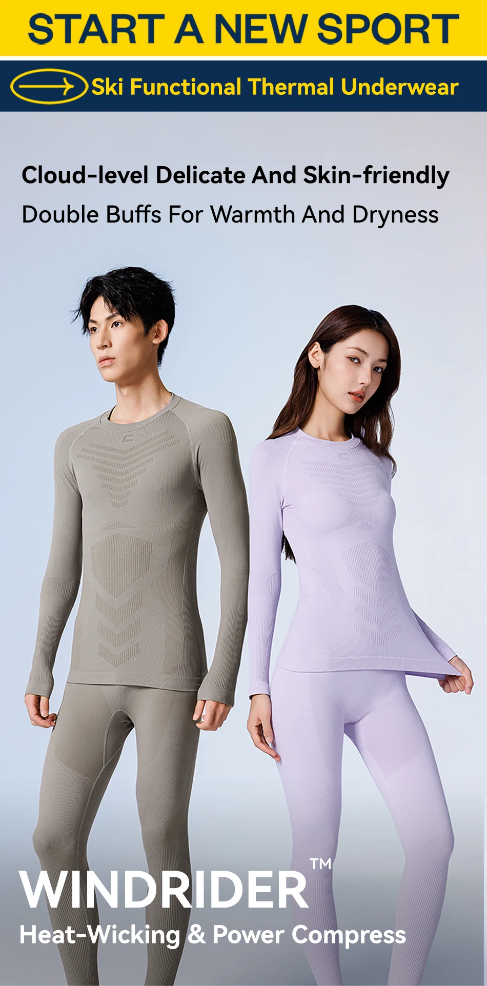 COPOZZ Nahtloses Ski-Thermo-Unterwäsche-Set für Damen und Herren, hochelastisch, Rundhalsausschnitt, schnell trocknend, feuchtigkeitsableitend, Sport-Baselayer, lange Unterhose – Detail 1
