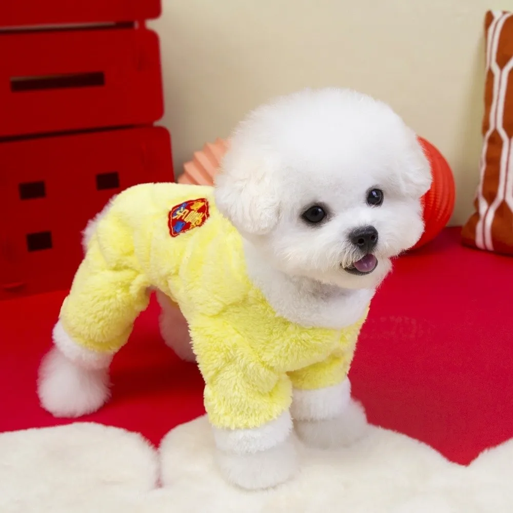 Blessing Warm Dog New Year Costumes Soft Comfortable Winter Dogs Jumpsuit Velvet Festive Dog Plush Hoodies Spring Festival