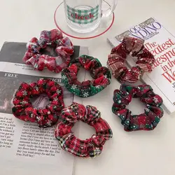 New Christmas Hair Rope Fashion Vintage Simple Hair Accessories Rubber Band Hair Band Red Green Hair Ring Scrunchies Hair Hoop