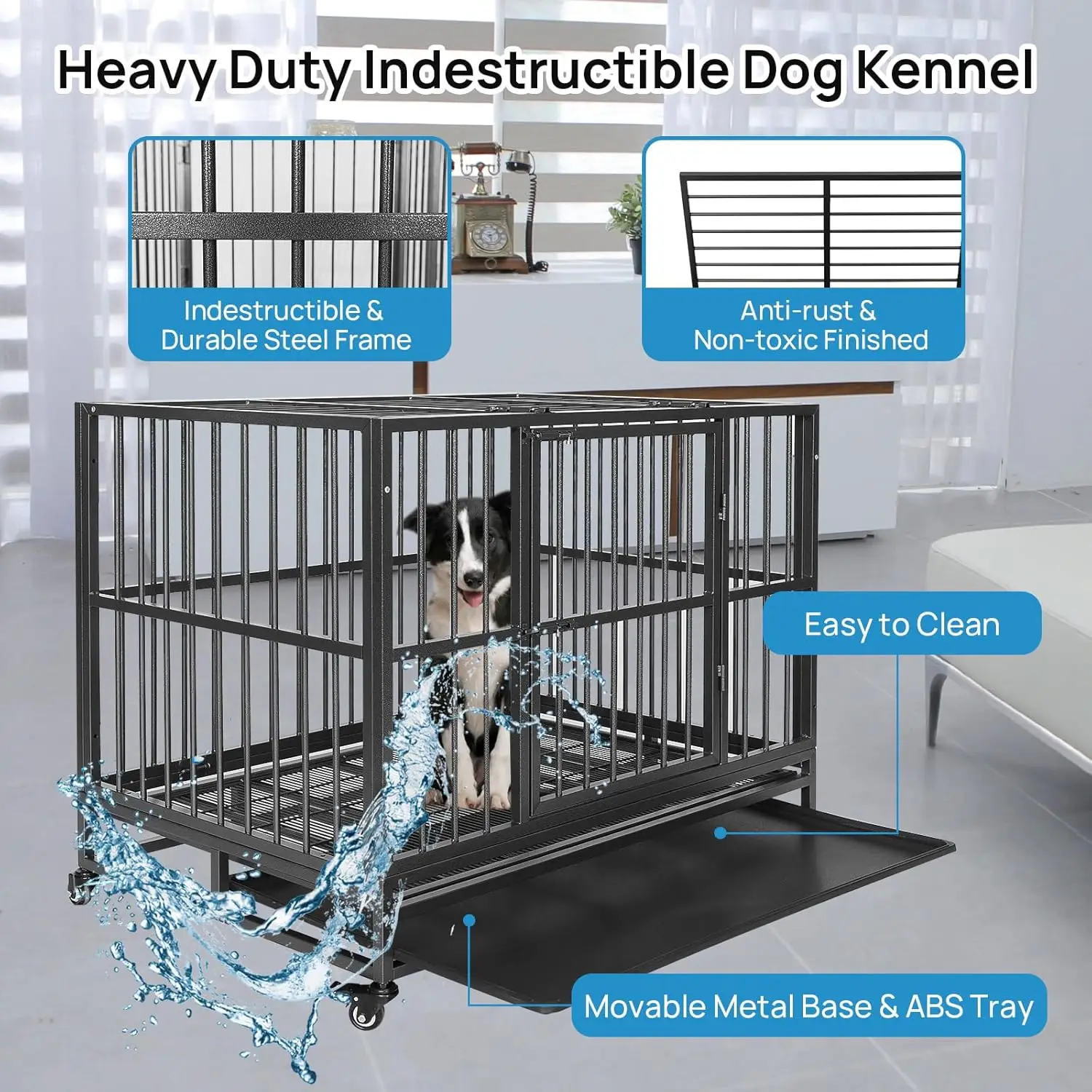 

Heavy Duty Dog Kennels and Crates for High Anxiety Dog Large Indestructible Crate Escape Proof