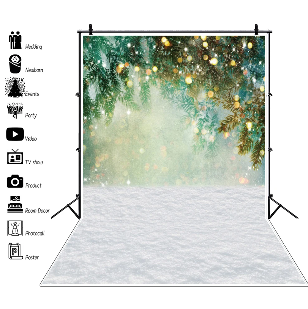 Winter Snow Forest Christmas Backdrop for Photography Xmas Tree Snowflake Natural Scene Baby Family Portrait Photo Background
