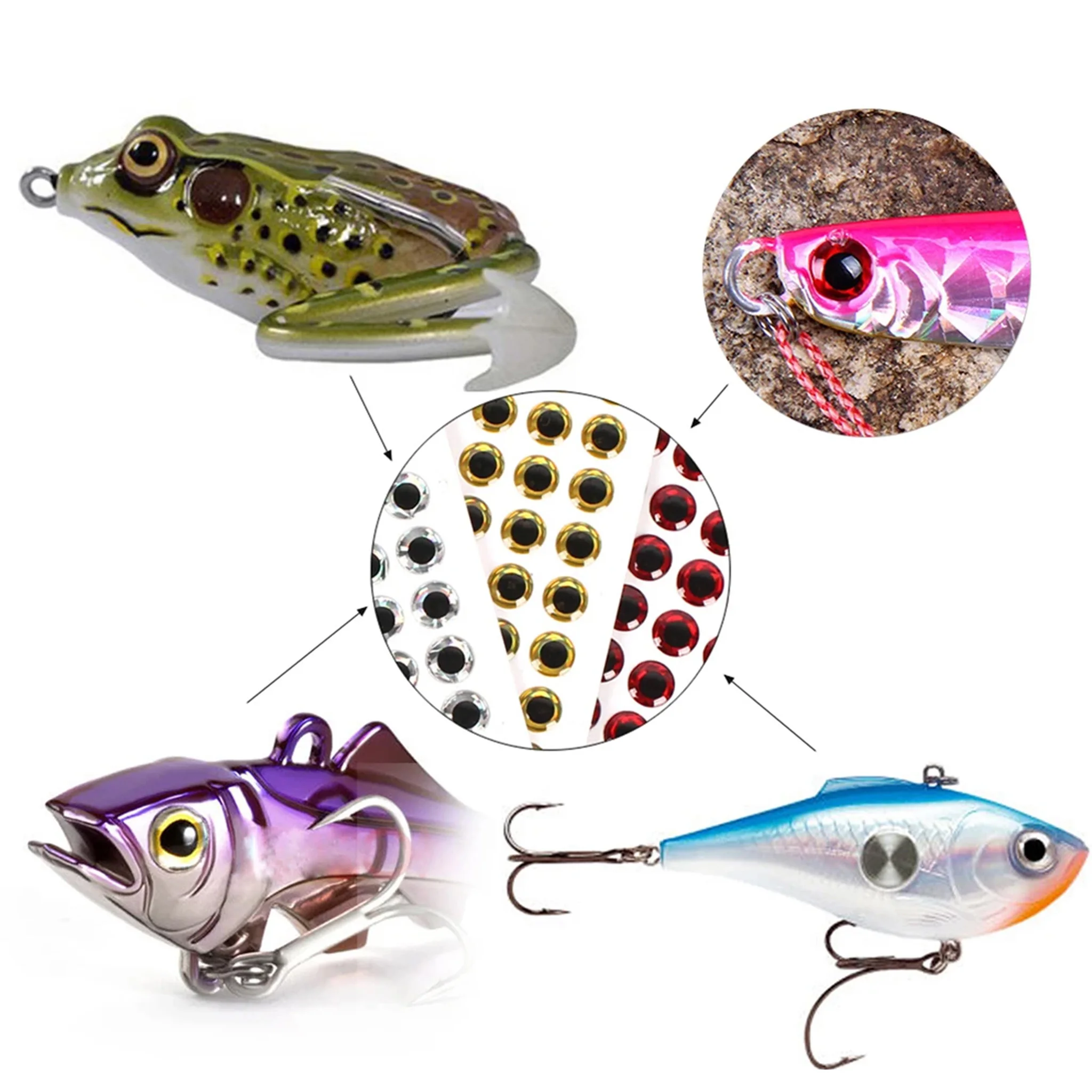 100pcs/Lot 3d Bionic Holographic Fish Eye False Bait Road Sub High Transparent Laser 3mm 4mm 5mm 6mm Fishing Gear Accessories