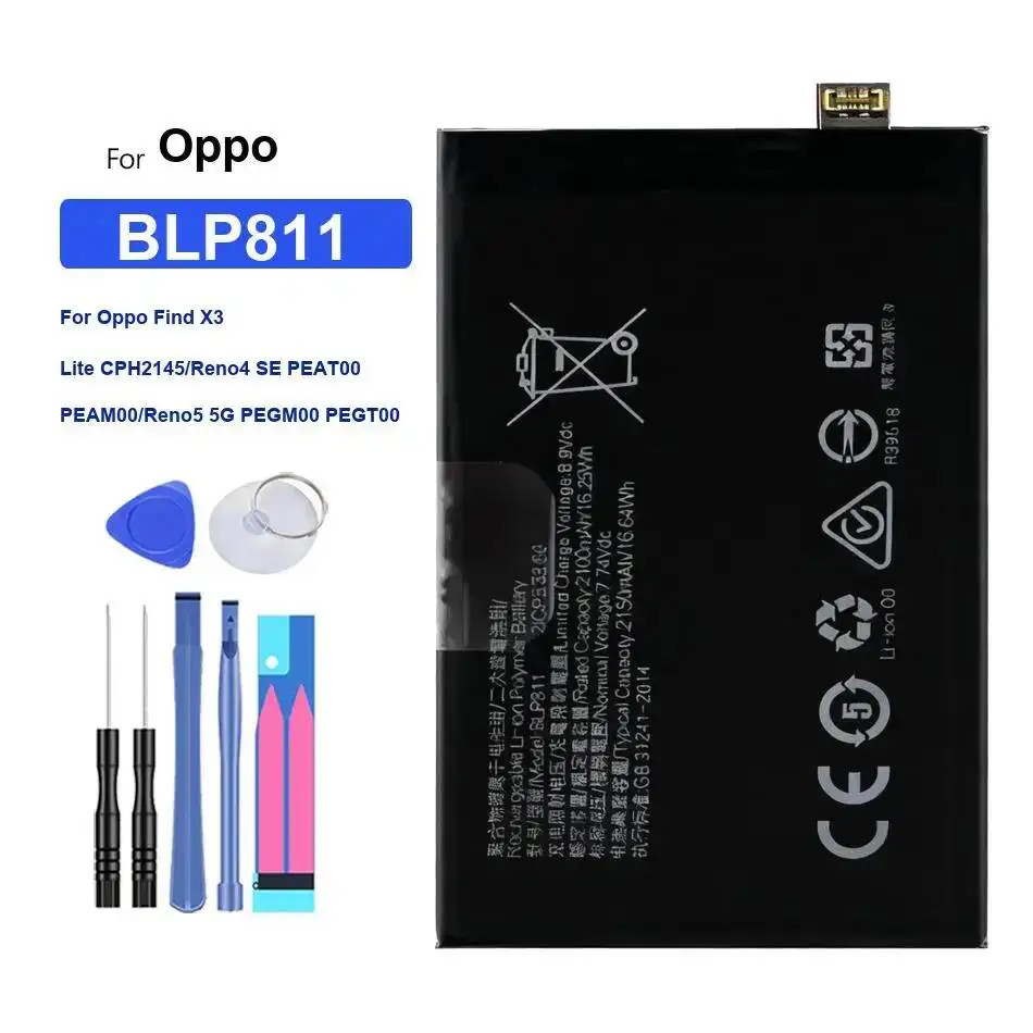 

Mobile Phone Battery BLP811 4300Mah For Oppo Find X3 Lite CPH2145 Reno4 SE PEAT00 PEAM00 Reno5 5G PEGM00 PEGT00