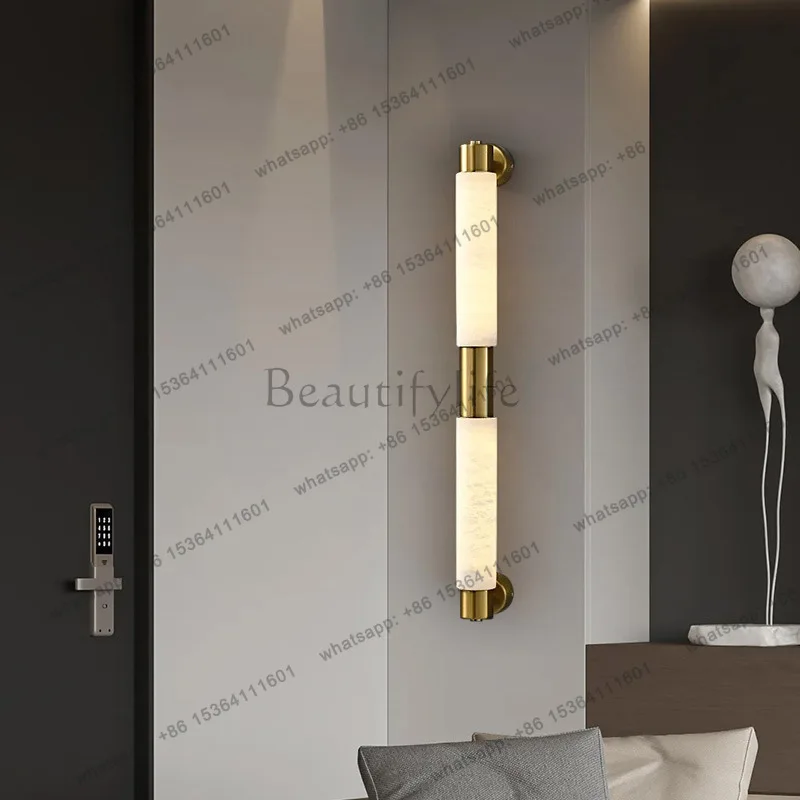 Cross-border modern new Chinese light luxury marble luminous object simple creative background wall