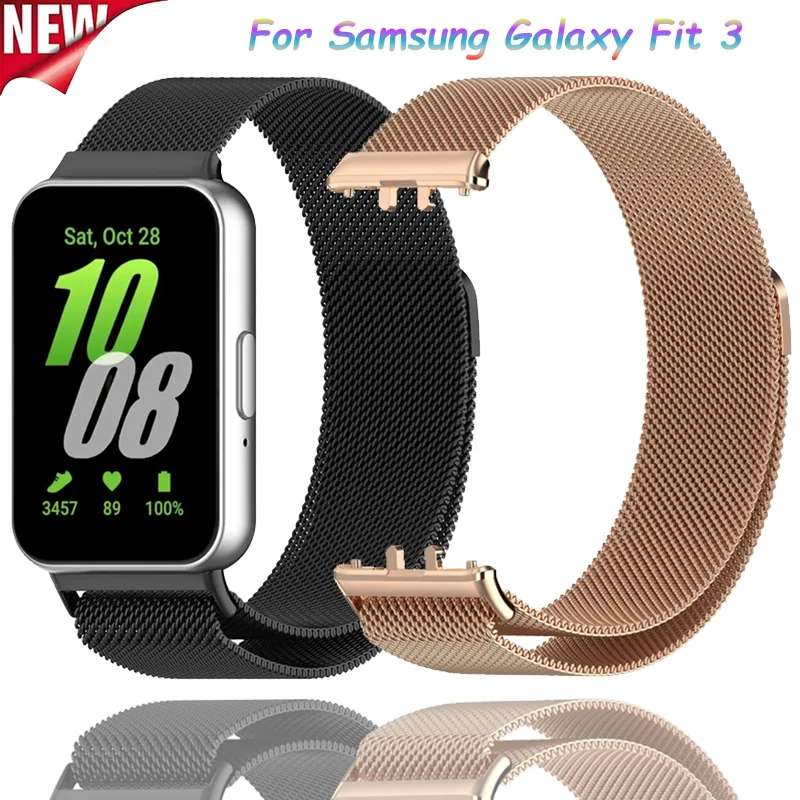 Milanese-Armband für Samsung Galaxy Fit 3, magnetisches Edelstahl-Armband mit einfacher Anpassung, Armband für Galaxy Fit 3-Zubehör