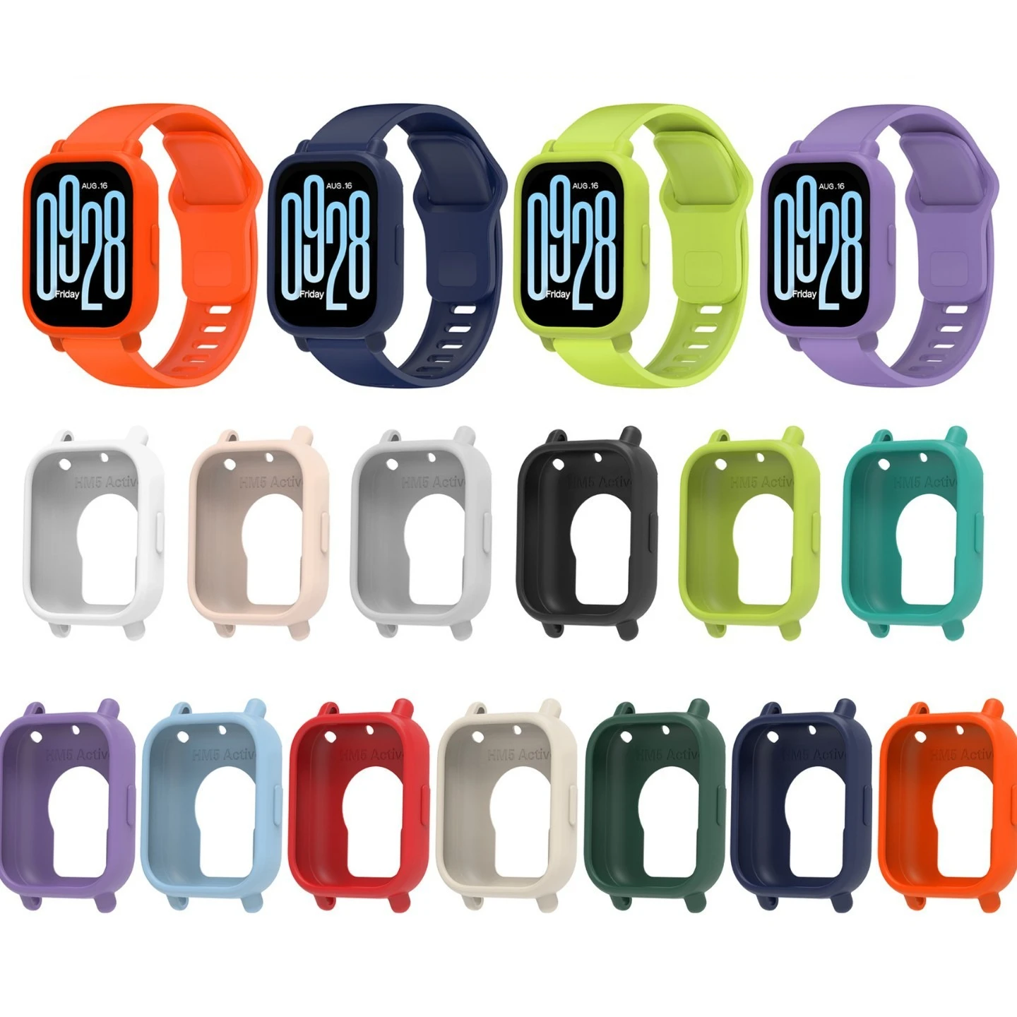 シリコン保護ソフトケーススーツ Redmi Watch5 アクティブカラフルなシリコン保護ケース