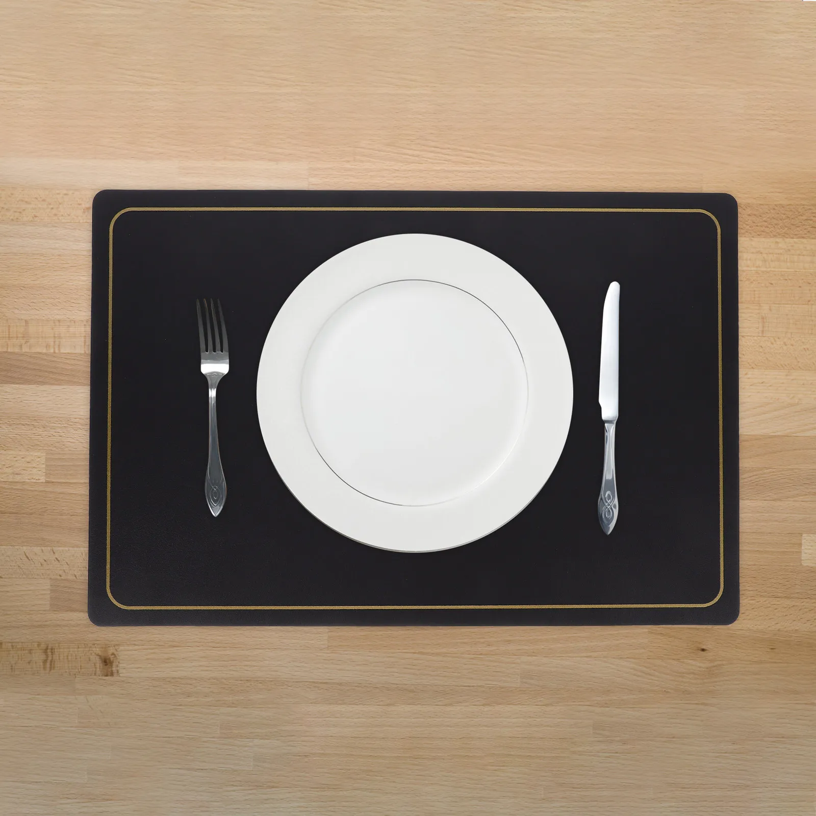 4Pcs Non-Slip Heat Resistant PU Placemat Dining Table Mat Solid Color Wear Resistant Table Protector for Kitchen Dining Room