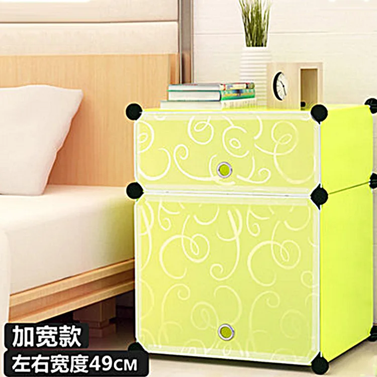 Simple bedside cabinet Simple creative mini plastic storage cabinet group storage cabinet with door