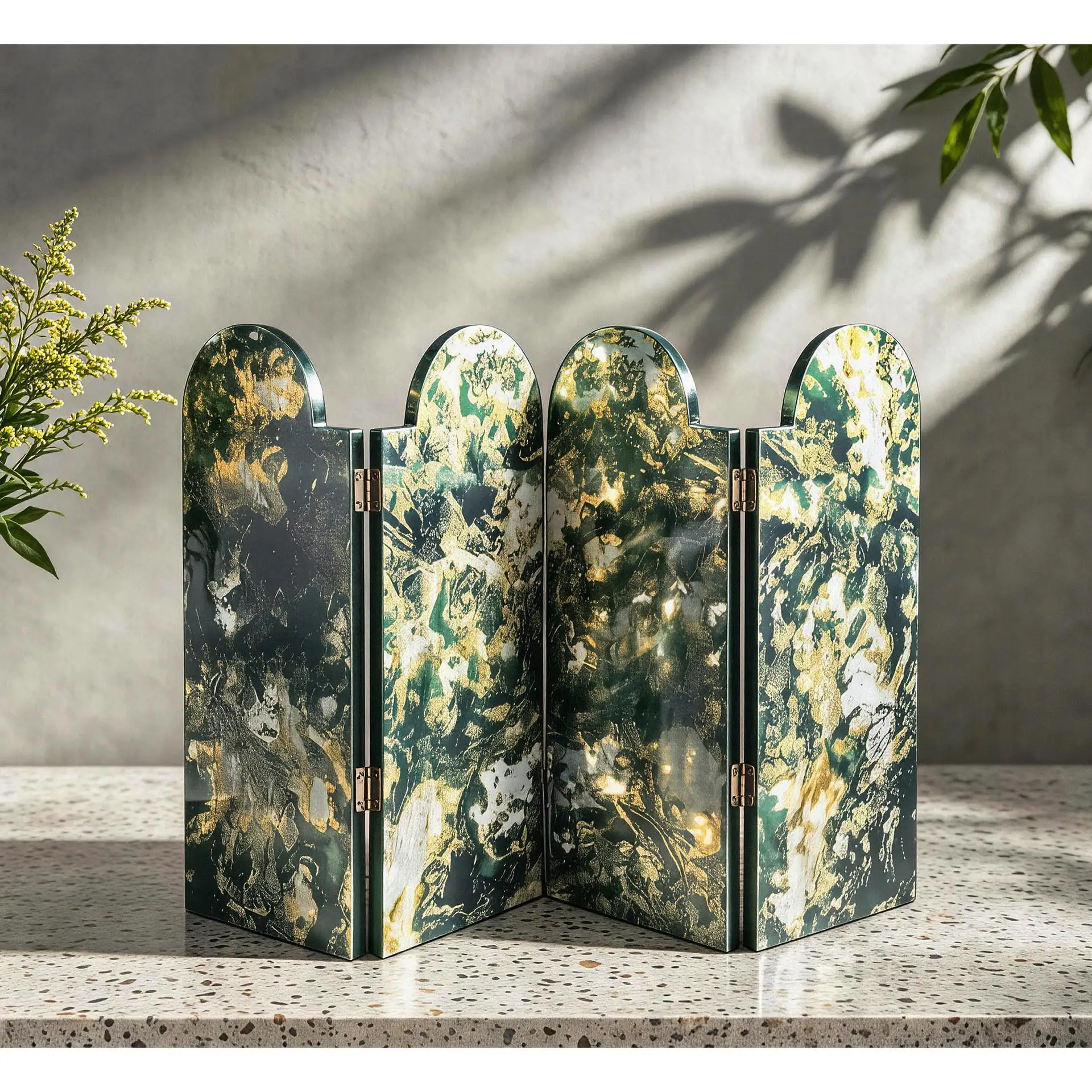 40x24cm Luxury Minimalist Folding Screen Decoration Painting Classical Partition Artistic Decor For Study Tea Room Birthday Gift