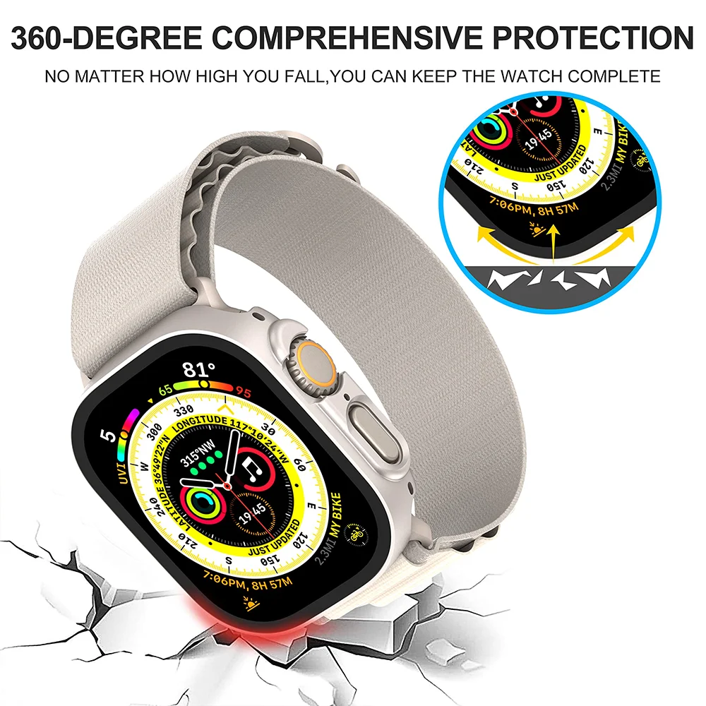 Glass+ Cover For Apple Watch case Ultra 2 49mm smartwatch Bumper+Screen Protector Tempered iwatch series apple watch Accessories