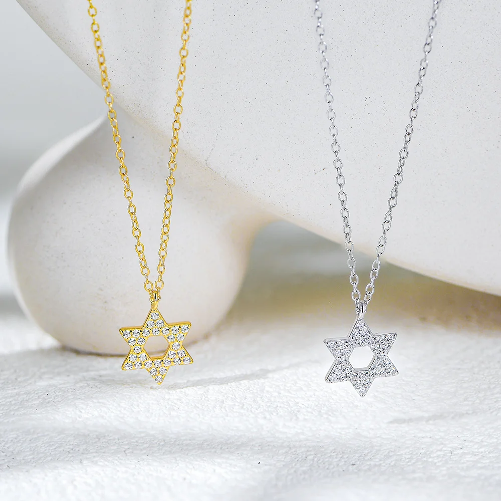 

Korean S925 Necklace - CZ Hexagram, Luxury Euro-American INS, Women's Collar