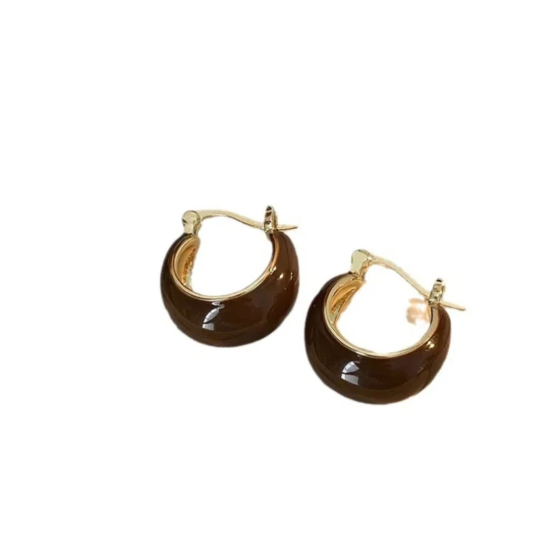 

1 Pair artificial tiger's eye stone piercing earrings retro fashion high sense earings light luxury temperament women's earring