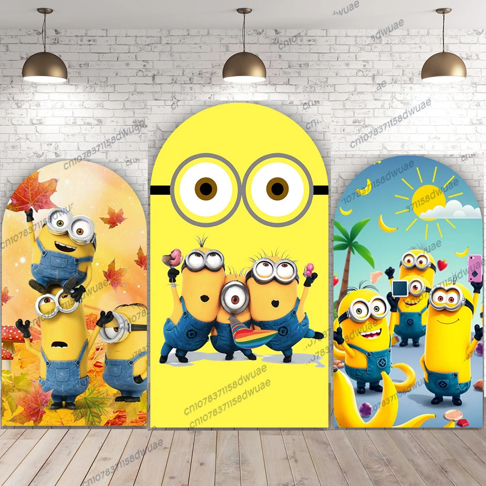 

Minions Birthday Party Photo Background Baby Shower Arch Photo Backdrop Cartoon Banner Photography Backdrop