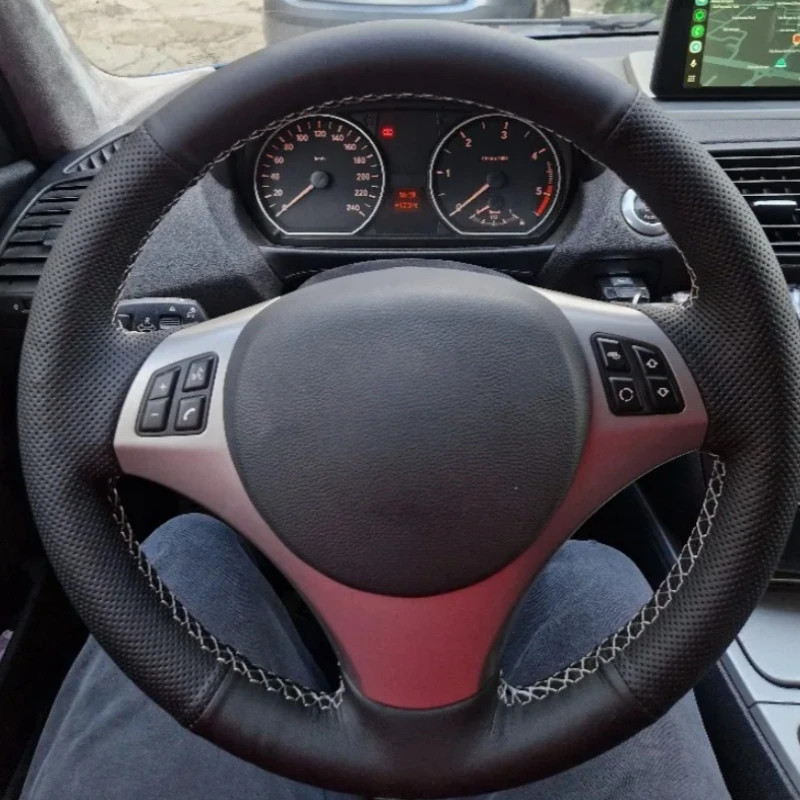 Housse de volant en cuir noir complet pour BMW E81, E90, E91, E92, E93, E87, E82, E88, X1, E84, accessoires intérieurs M Sport M3.