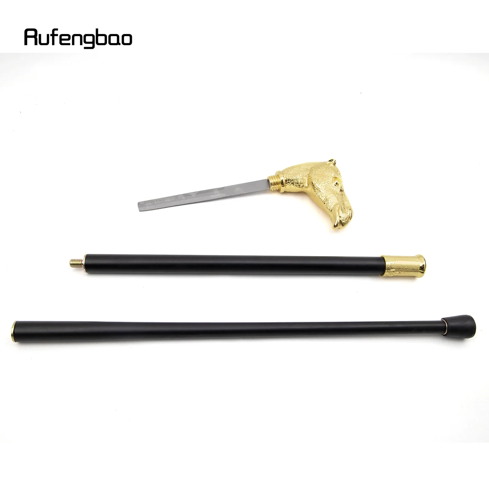 Golden Camel Head Walking Stick With Hidden Plate Self Defense Fashion Cane Plate Cosplay Crosier Performance Stage Cane 93cm