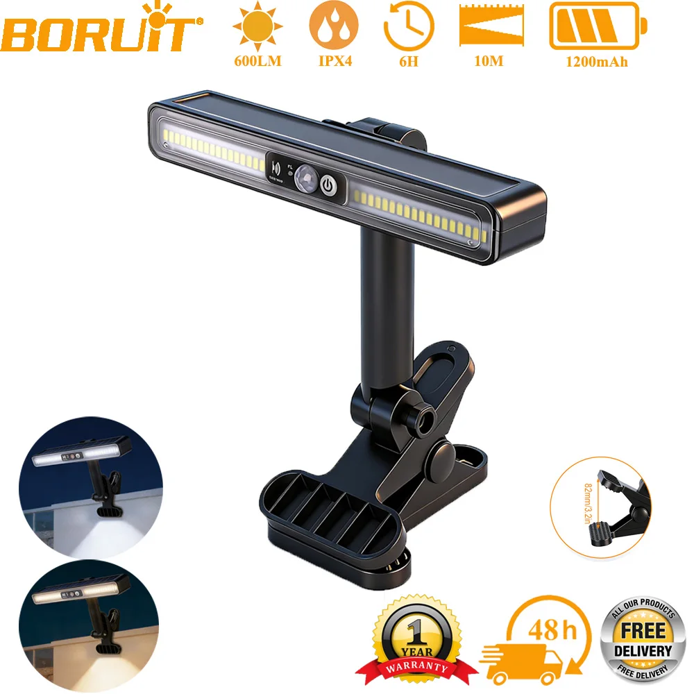 

Солнечный светильник BORUiT, 1/2 шт., 36 светодиодов, с датчиком движения, на прищепке, водонепроницаемый, портативный, на солнечной энергии, для сада и двора