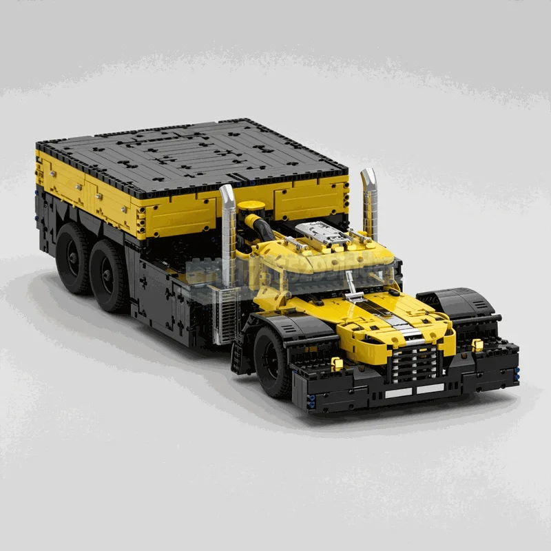 4030PCS Yellow Heavy Engineering Flatbed Truck Technic Model Custom Building Blocks DIY Assembly Educational Home Display Gift