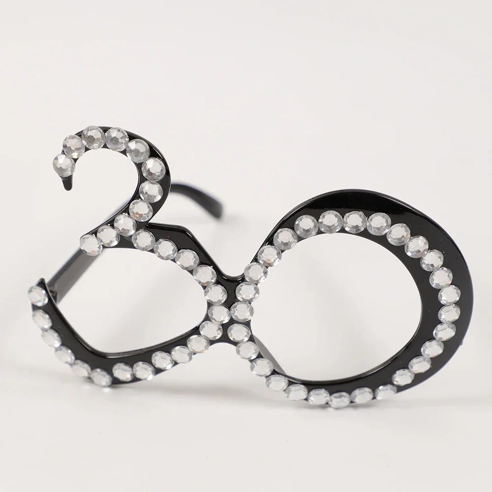 1Pcs Diamond Birthday 18/20/21/30/40/50/60/80th Years Old Eyeglasses Gift Photo Props for Happy Birthday Party Favors Decoration