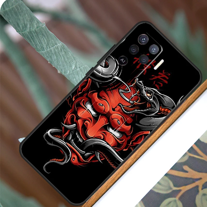 Japanese Hannya Mask For OPPO A53S A57S A54S A38 A78 A58 A79 A15 A17 A77 A16 A76 A96 A52 A72 A5 A9 A94 A74 Case