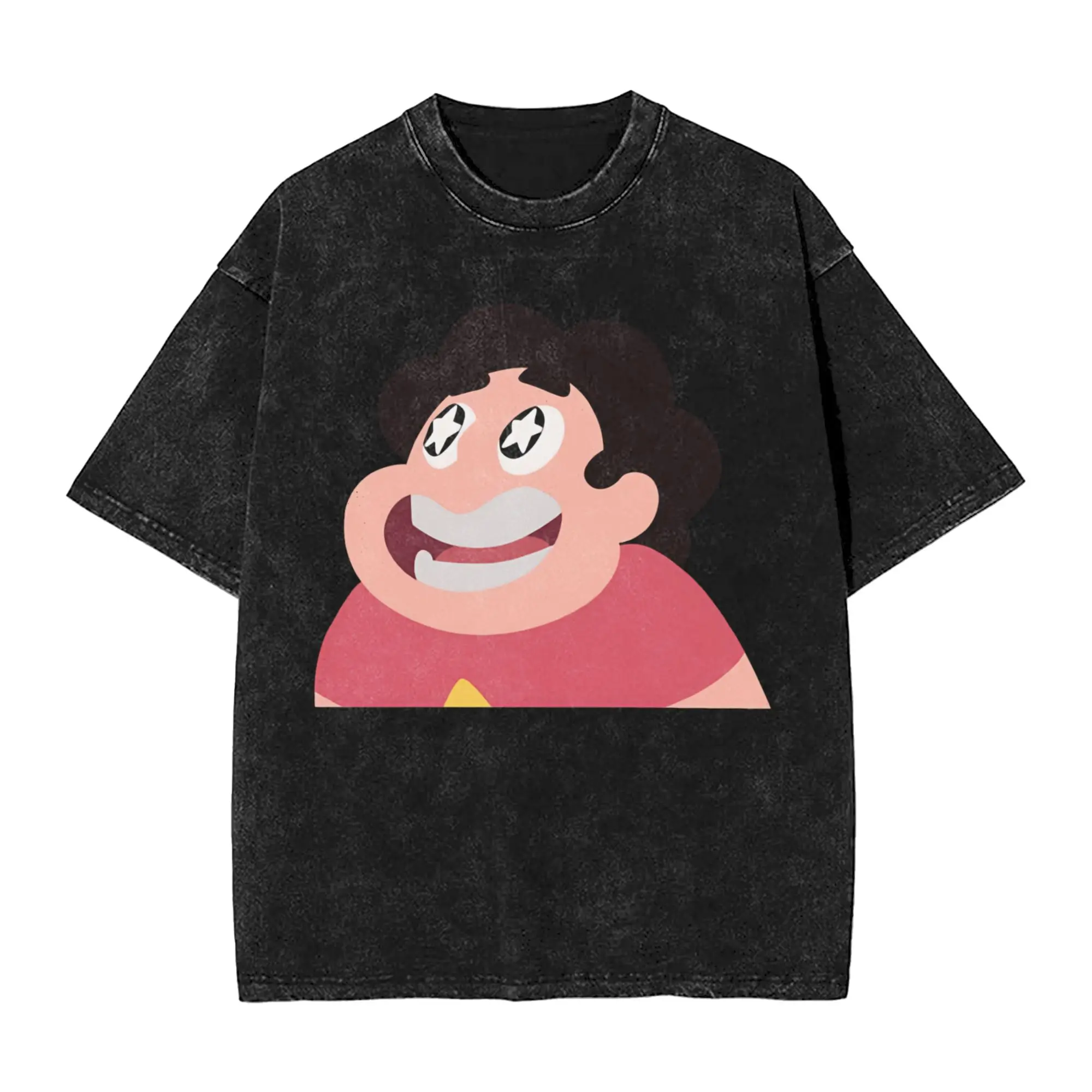 Washed T Shirt Happy Steven Stevens Universes Hip Hop T-Shirts Oversize Streetwear Short Sleeve Printed Tops Tee Shirt Men Women