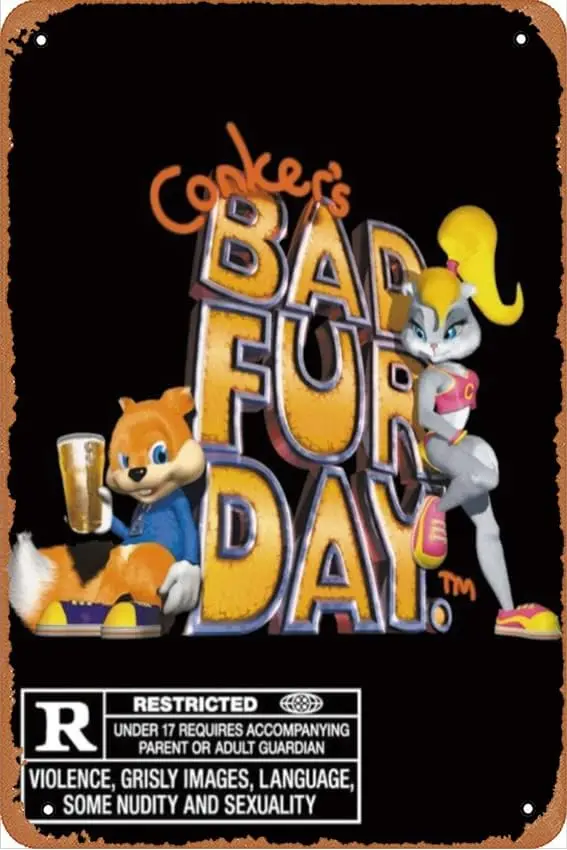 b1, Conker S Bad Fur Day 2021, фильм в стиле ретро, металлическая жестяная вывеска, винтажный декор для комнаты, постер для дома, кафе-бара, настенный художественный декор