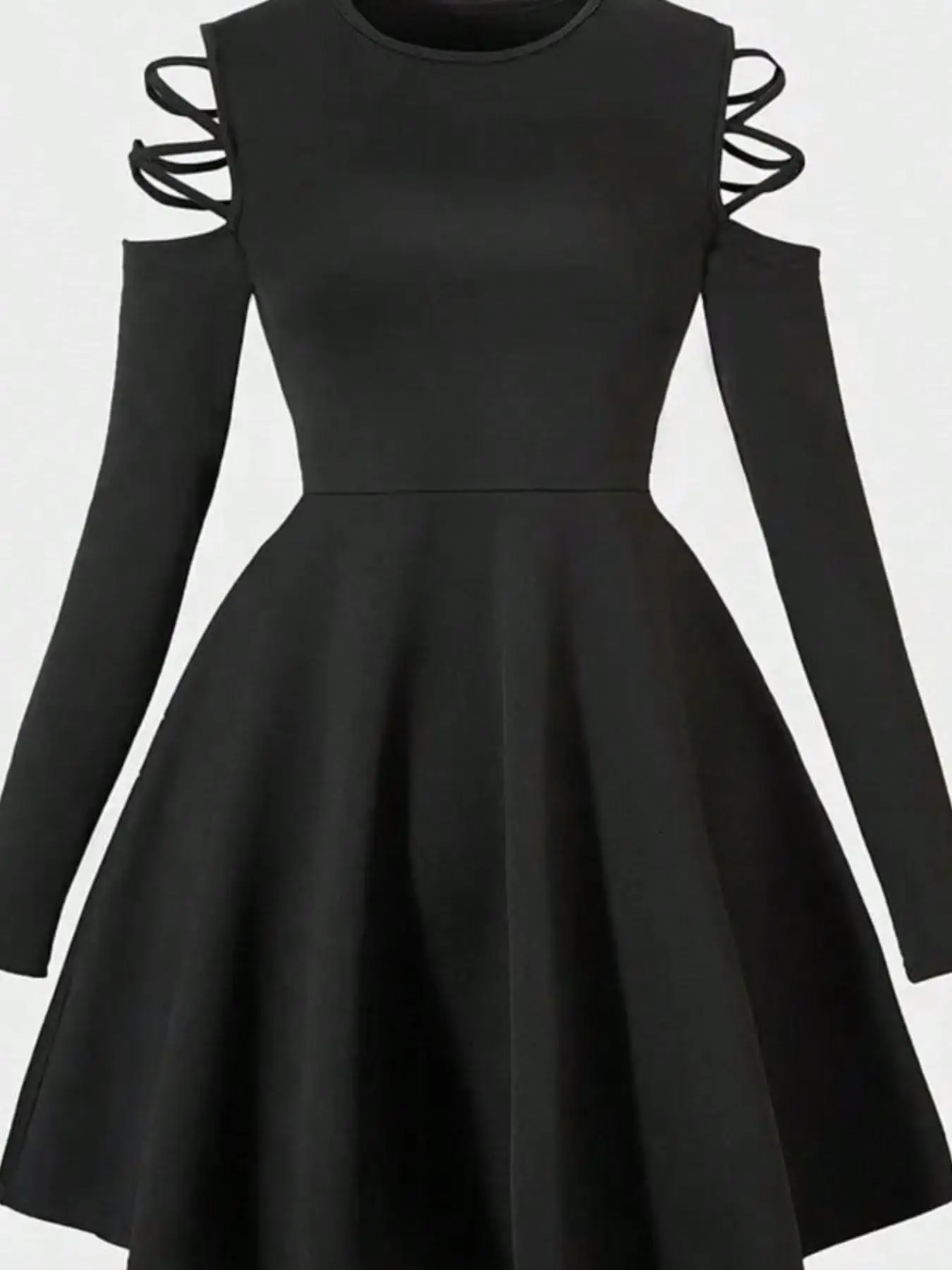 Teenager-Kleid mit Off-Shoulder-Ausschnitt und Langen Ärmeln, Tailliertes Design für Schlankere Silhouette, Lässiger Stil für Party & Date, Kleid mit Bindegürtel – Detail 5