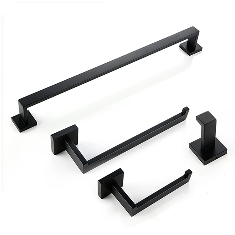 Bathroom Accessories Paper Holder Towel Rail Bar Matt Black Wall Shelf Toilet Roll Robe Hook Hanger Rack Bathroom Hardware