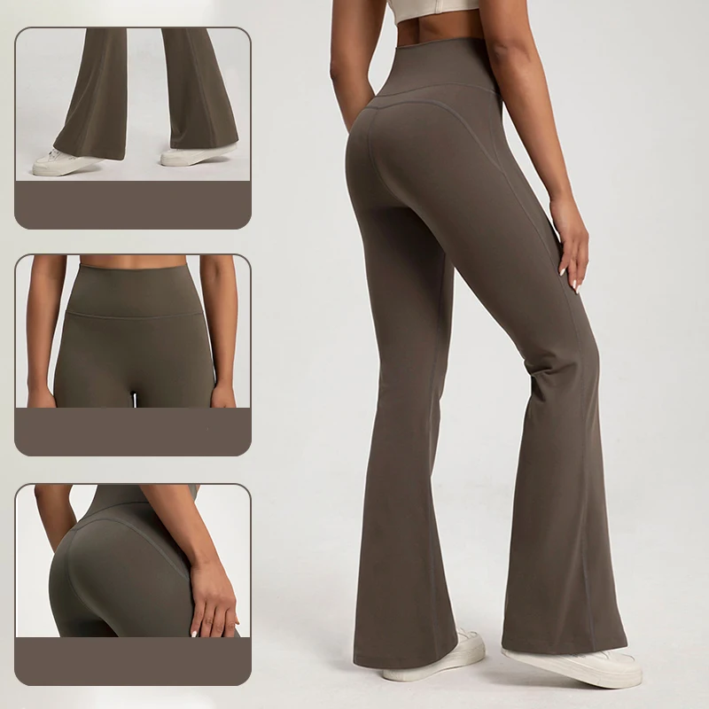 High Waist Wide Leg Bell Bottom Yoga Leggings for Women High-end Slim Breathable Sports Gym Casual Pants