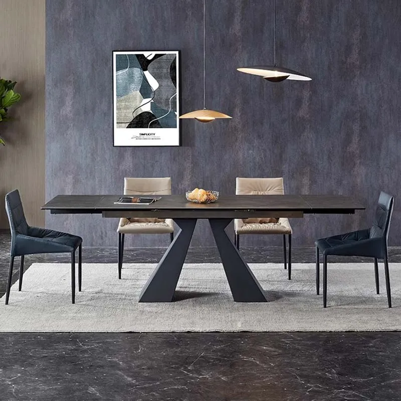 

Home Living Room Table Modern Unique Metal Design Rectangular Dining Table Kitchen Luxury Italian Esstisch Restaurant Furniture