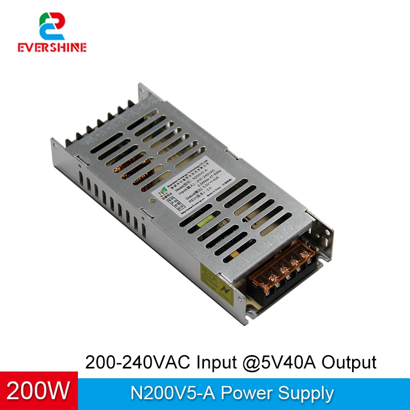 G-energy N200V5-A Slim 5V 40A 200W LED Display Power Supply 30mm Thickness Support 220V AC Input Voltage