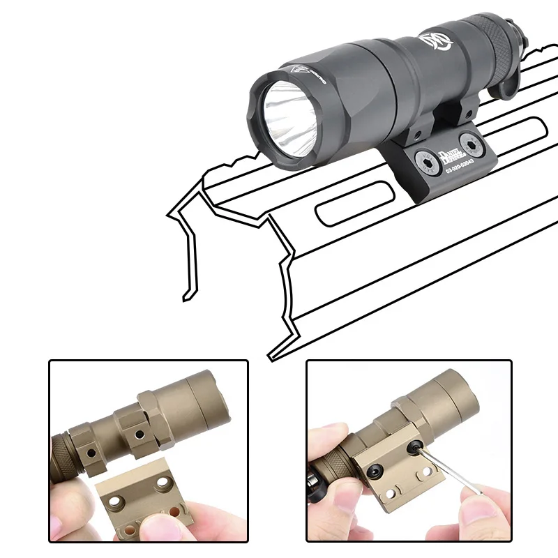 Scout Light Side Mount DD CNC Keymod M-LOK Rail for SF M300 M600 Tactical Flashlight Base Mounts Hunting Accessories AR15 WADSN