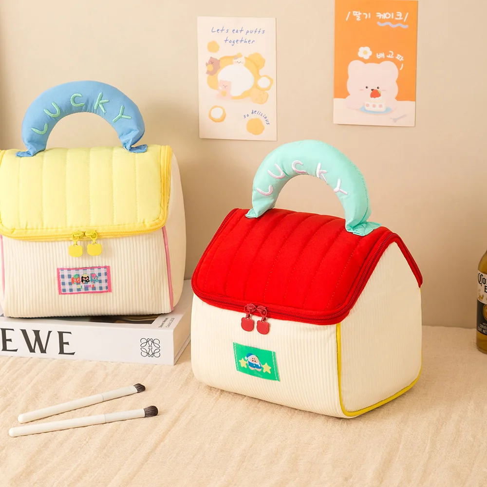 Aesthetic High Value Small House Travel Toiletry Bag Waterproof Thick Portable Cosmetic Storage Bag