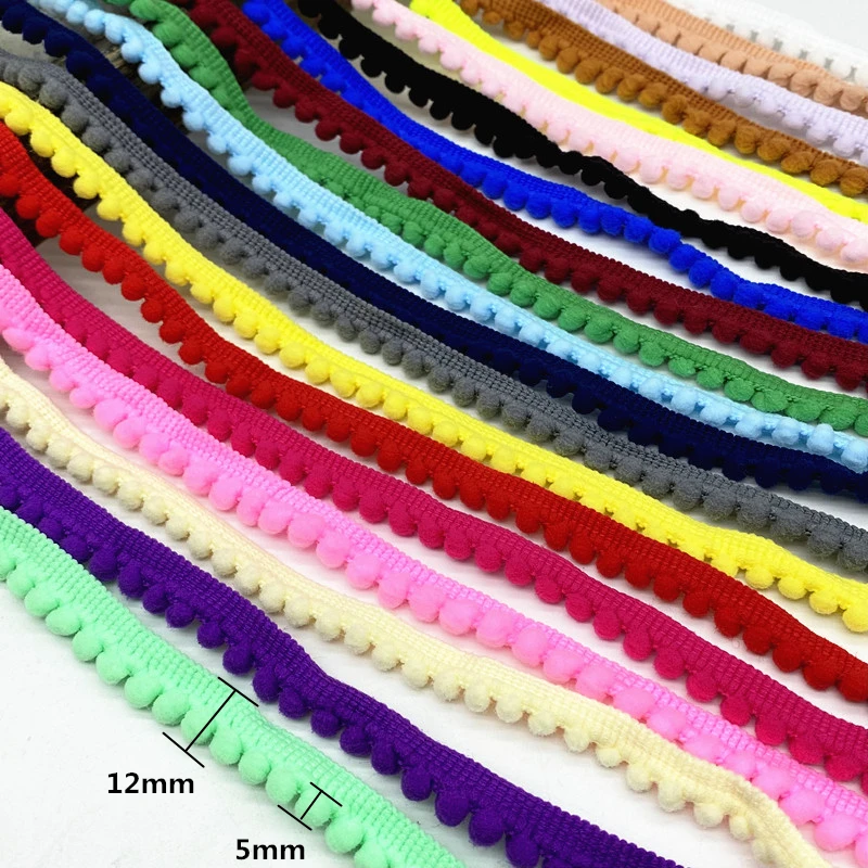 Mixing 10 Color Pom  Lace Trim Ball Ribbon MINI Pearl pom Fringe  Sewing  Kintted Fabric (each color 1 yard)