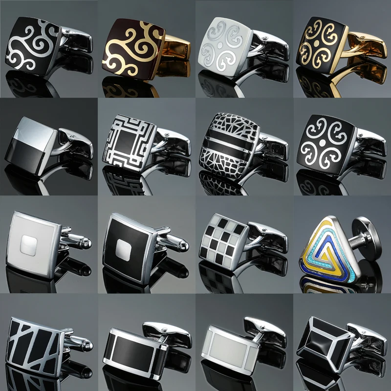 

Classic men's French shirt cufflinks high-end square leopard print flower cuffs buttons wedding suit accessories jewelry gift